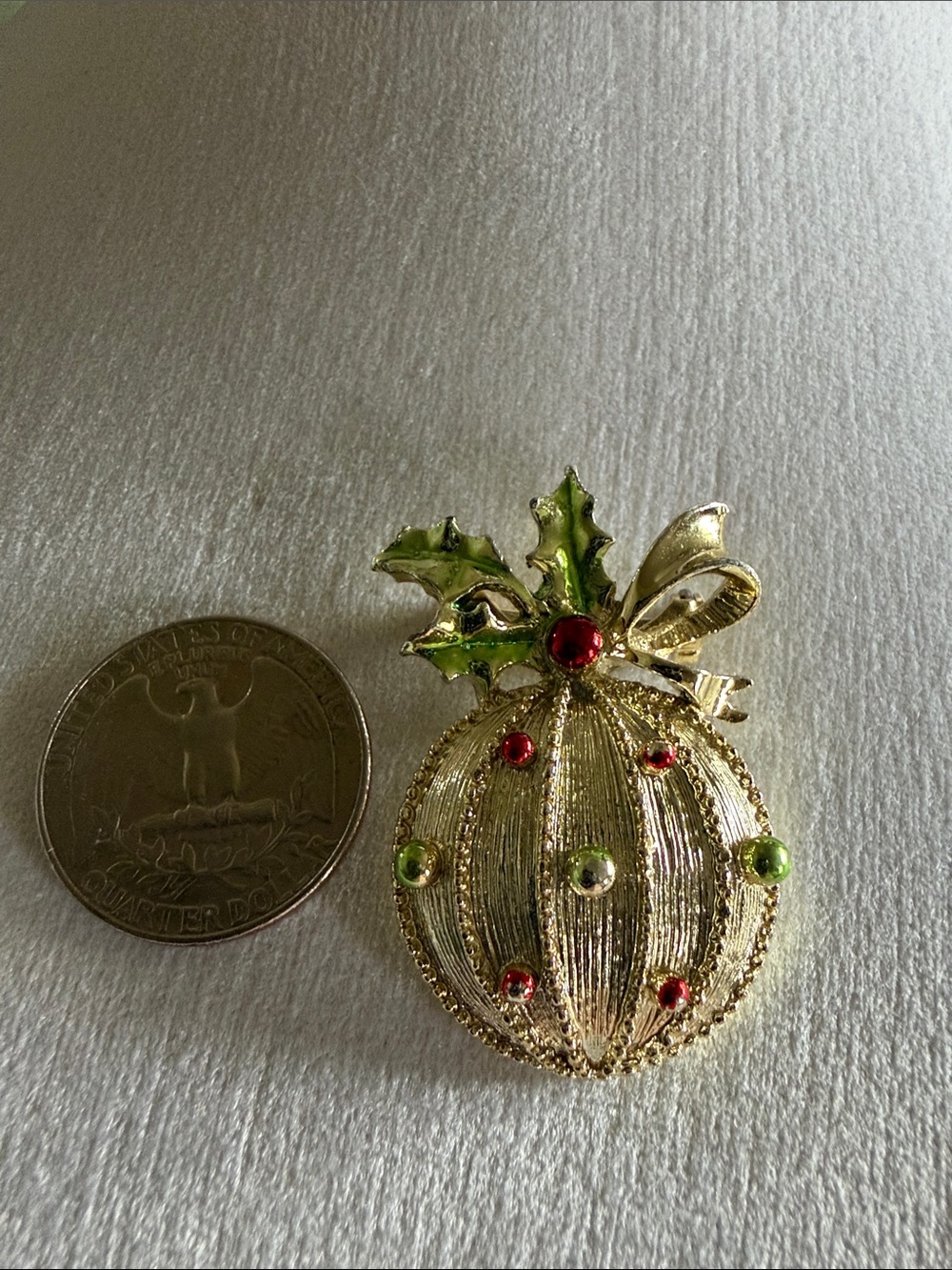 Gerry’s Holiday Brooch with Red and Green Accents